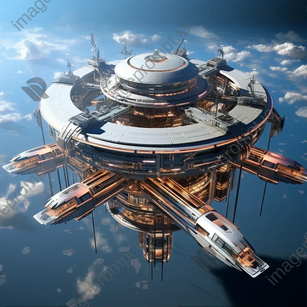 Art Deco style depiction of a floating space station - Image 1