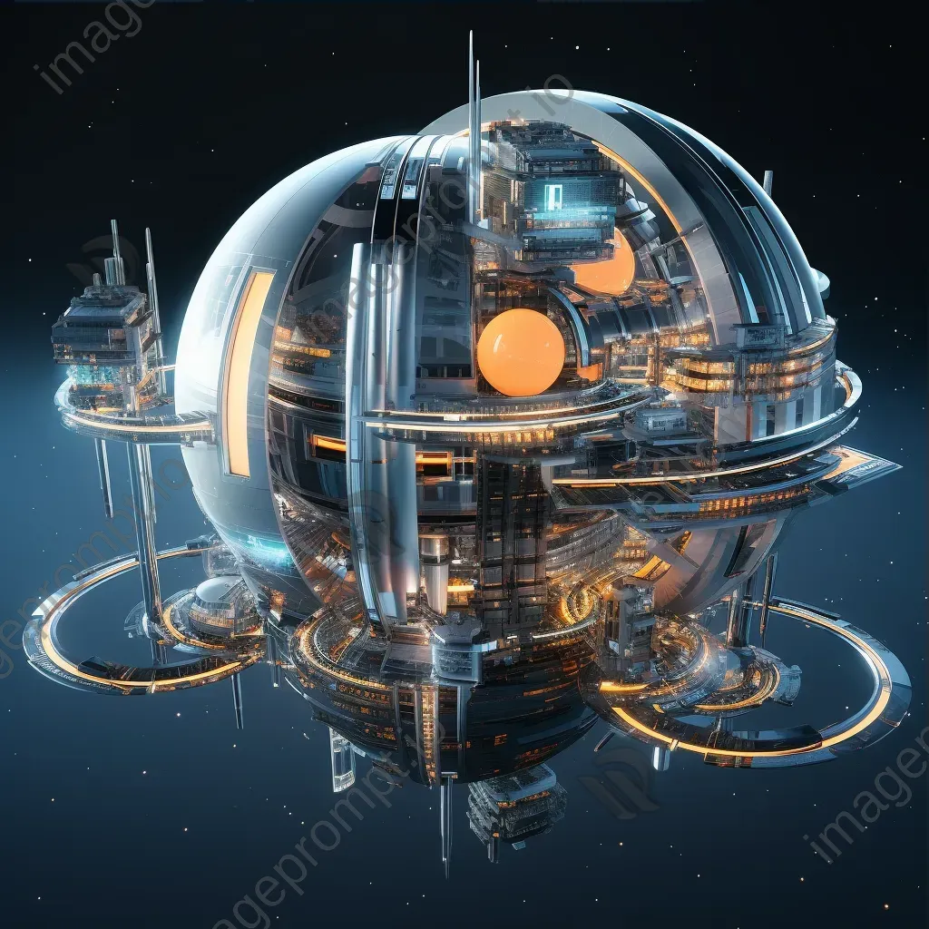 Art Deco style depiction of a floating space station - Image 3