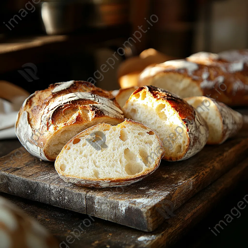 Artisan bread cooling on a wooden board in a cozy kitchen - Image 3