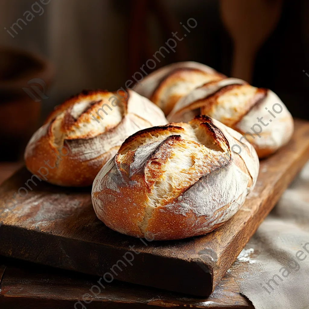 Artisan bread cooling on a wooden board in a cozy kitchen - Image 4