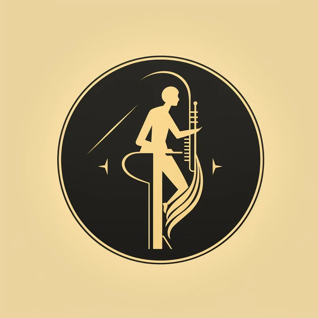 Art deco-inspired jazz club logo with a stylized saxophone icon in black and gold - Image 1