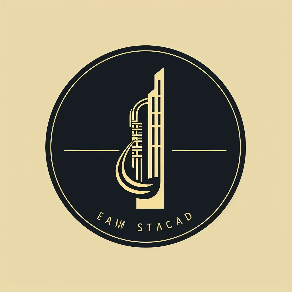 Art deco-inspired jazz club logo with a stylized saxophone icon in black and gold - Image 3