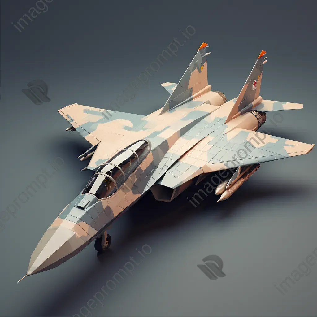 Cold War-era fighter jet depicted in a muted low poly style - Image 2