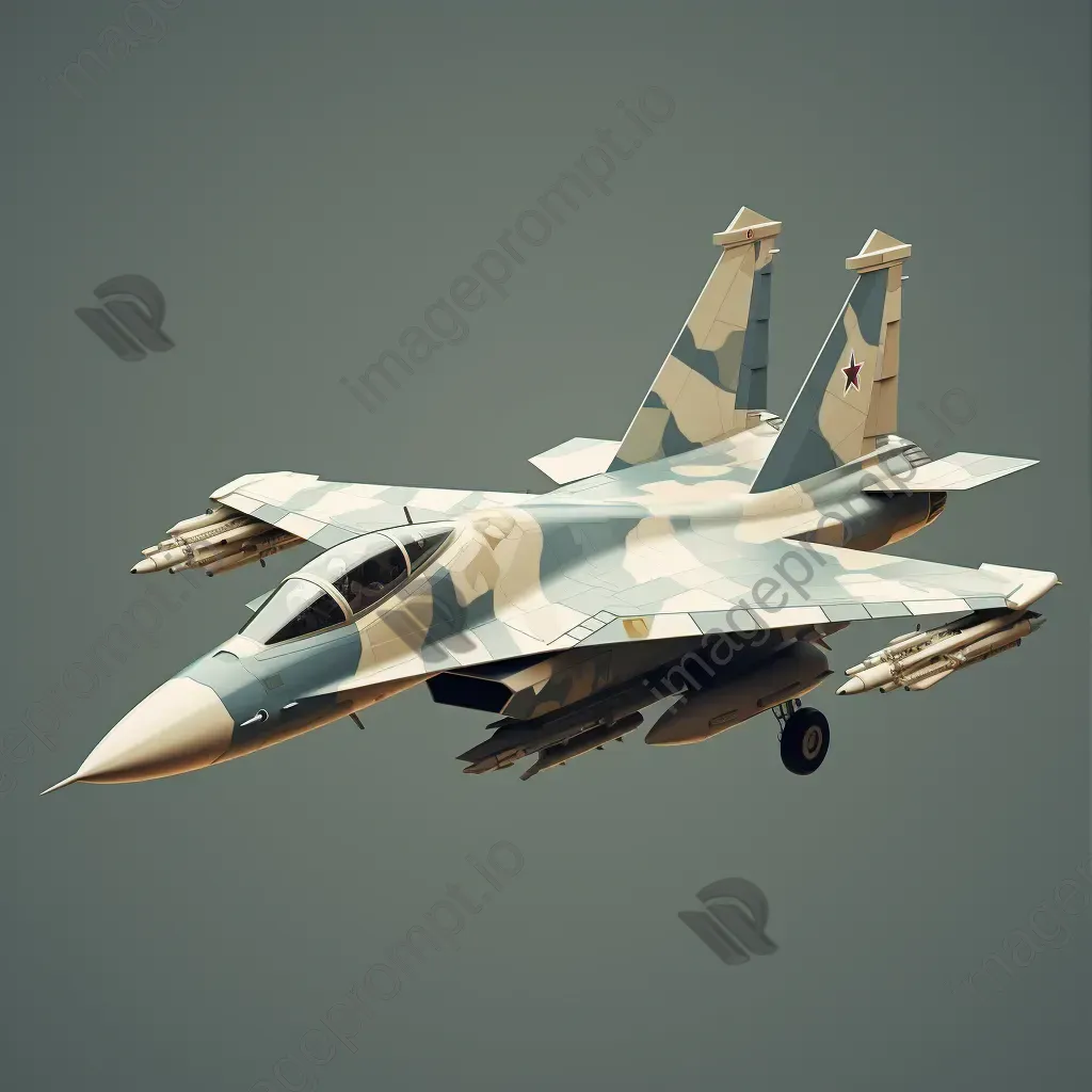 Cold War-era fighter jet depicted in a muted low poly style - Image 3