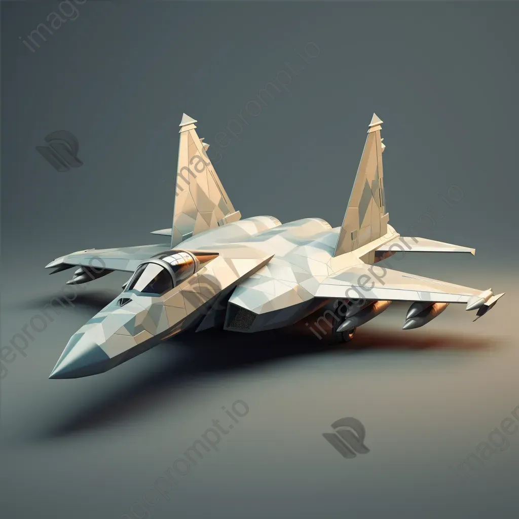 Cold War-era fighter jet depicted in a muted low poly style - Image 4