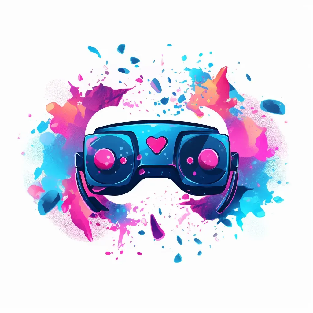 Playful and colorful logo with a VR headset icon in pink and blue - Image 2