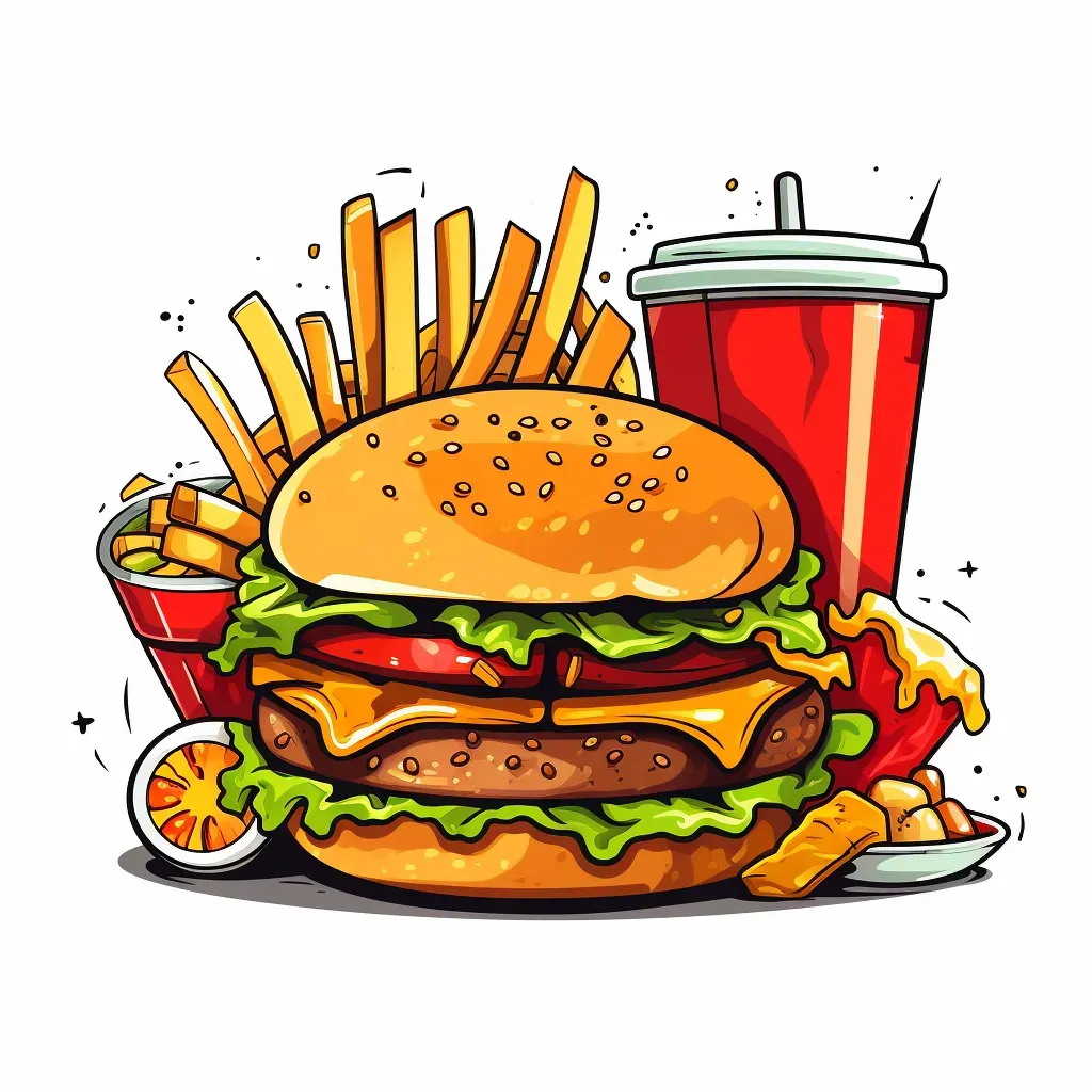 Burger joint logo with juicy burger and fries - Image 1