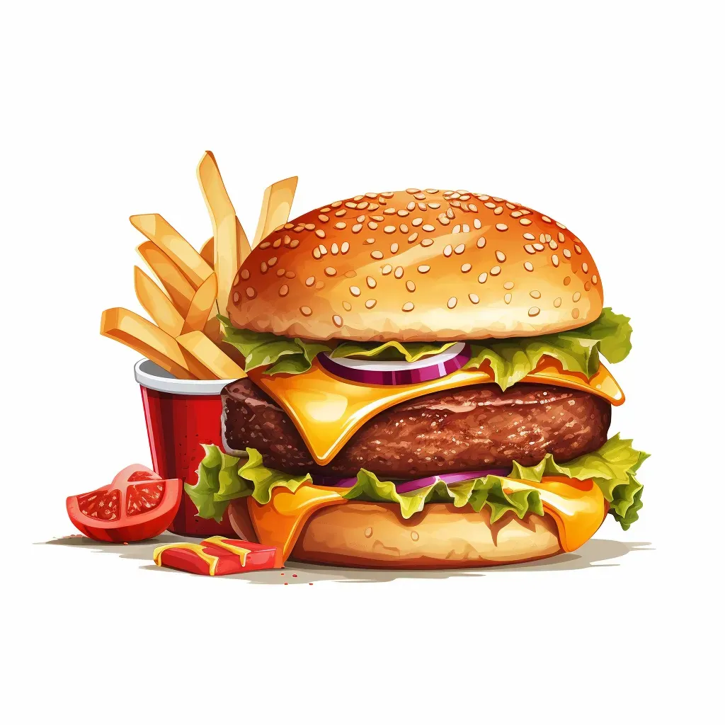 Burger joint logo with juicy burger and fries - Image 2