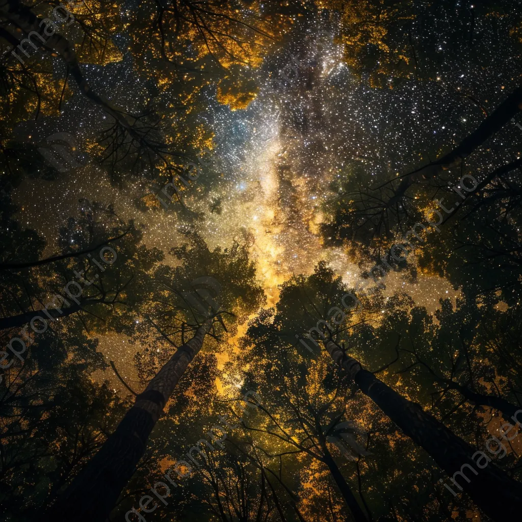 Milky Way galaxy seen through dense forest trees - Image 2