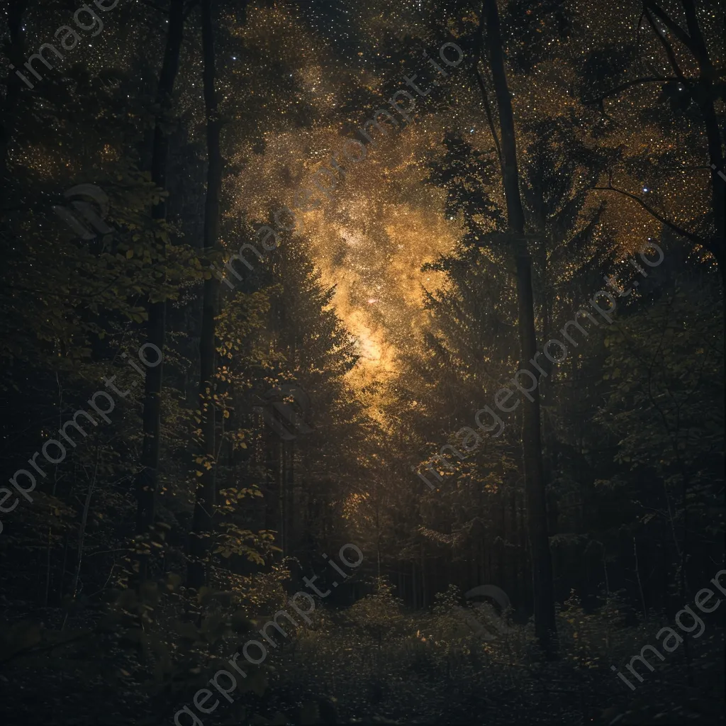 Milky Way galaxy seen through dense forest trees - Image 4