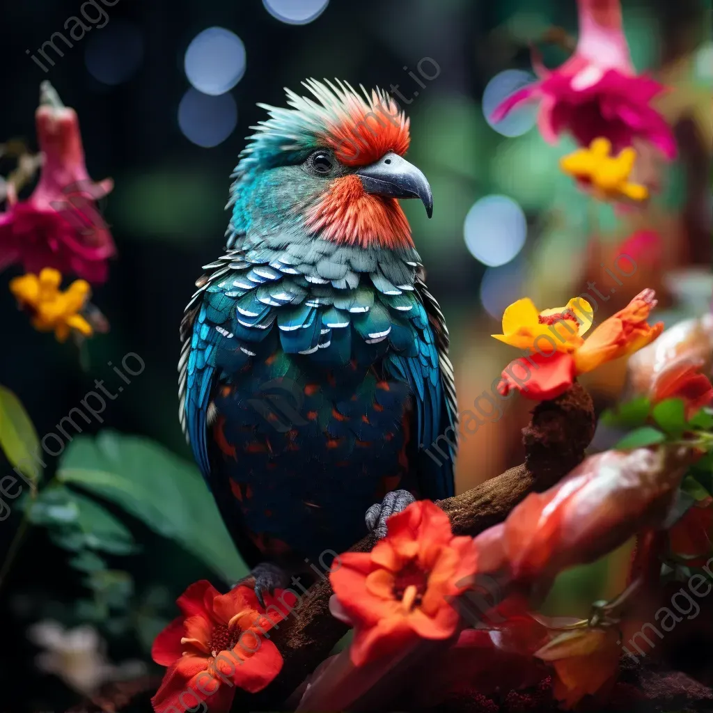 Tropical rainforest with colorful birds and flowers - Image 1