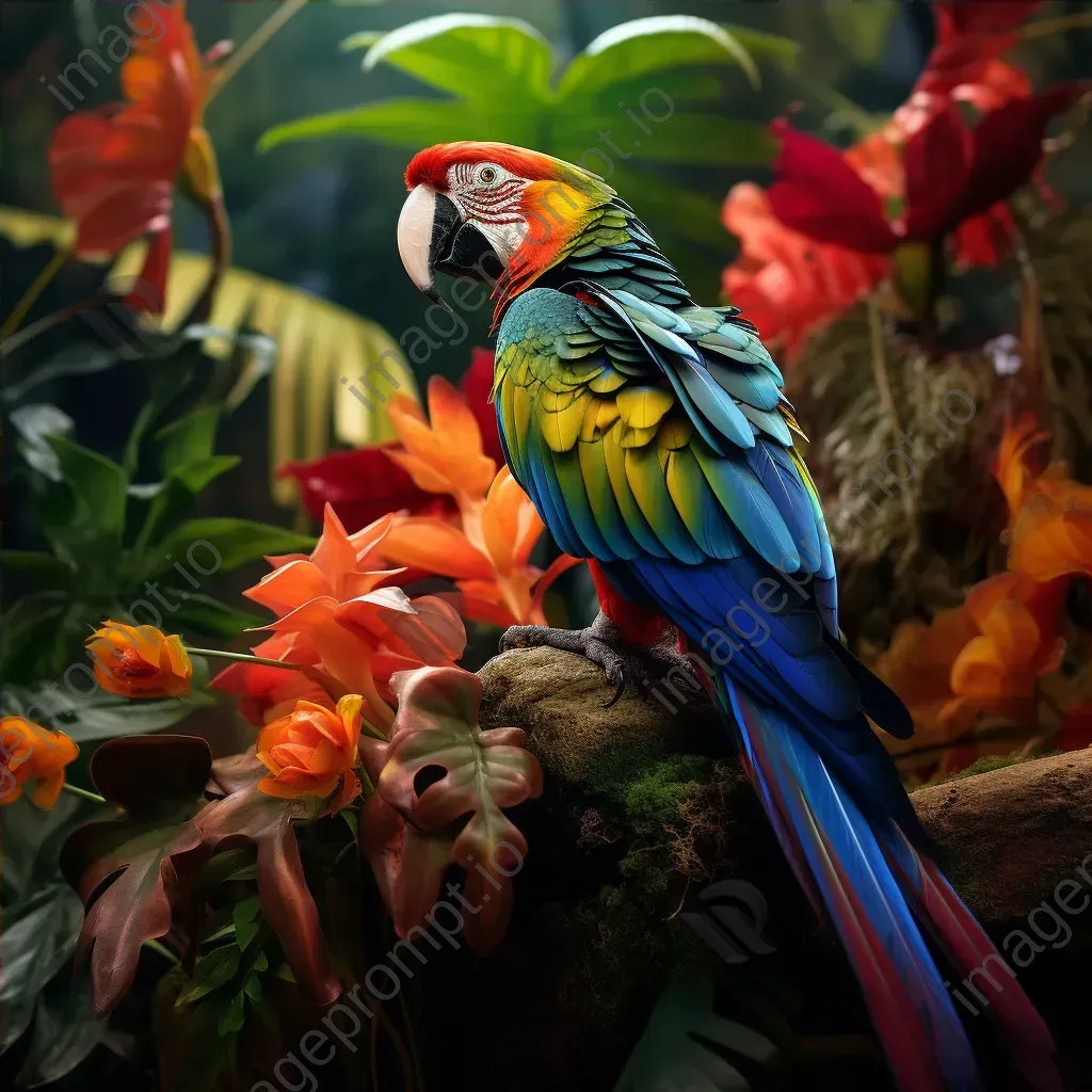 Tropical rainforest with colorful birds and flowers - Image 4