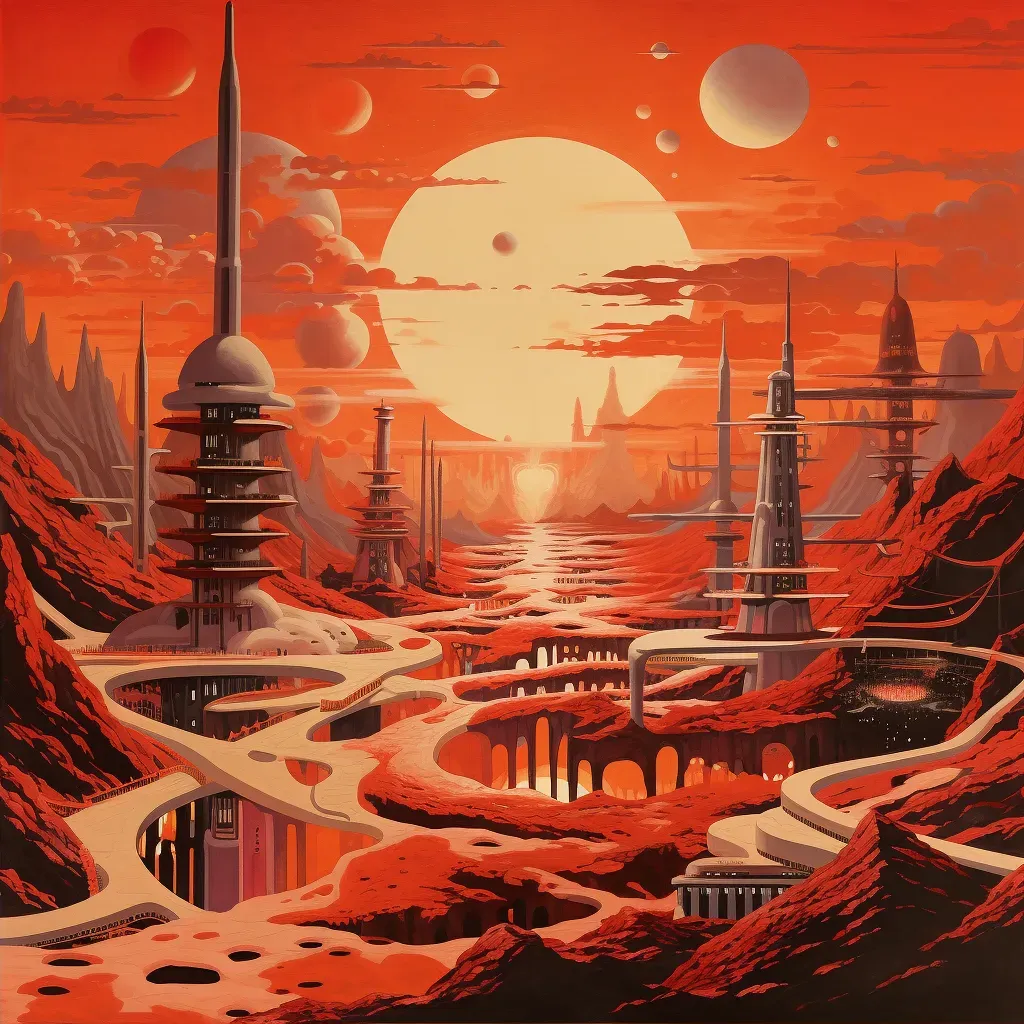 Futuristic city on the surface of Mars with domed buildings - Image 2