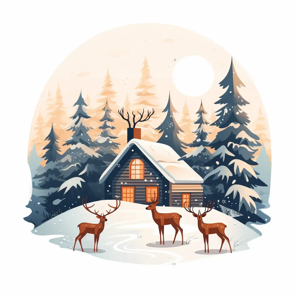 Winter wonderland logo with snowy landscape and reindeers - Image 1