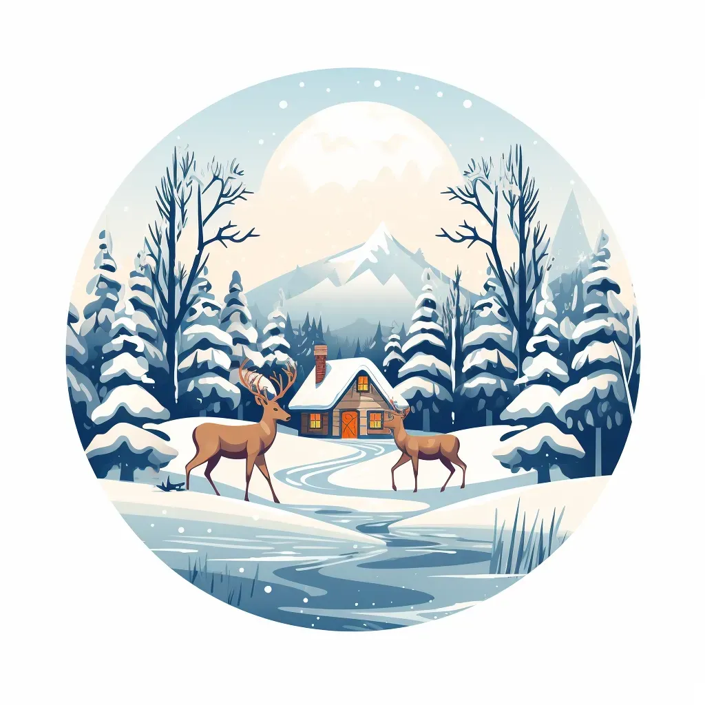 Winter wonderland logo with snowy landscape and reindeers - Image 2