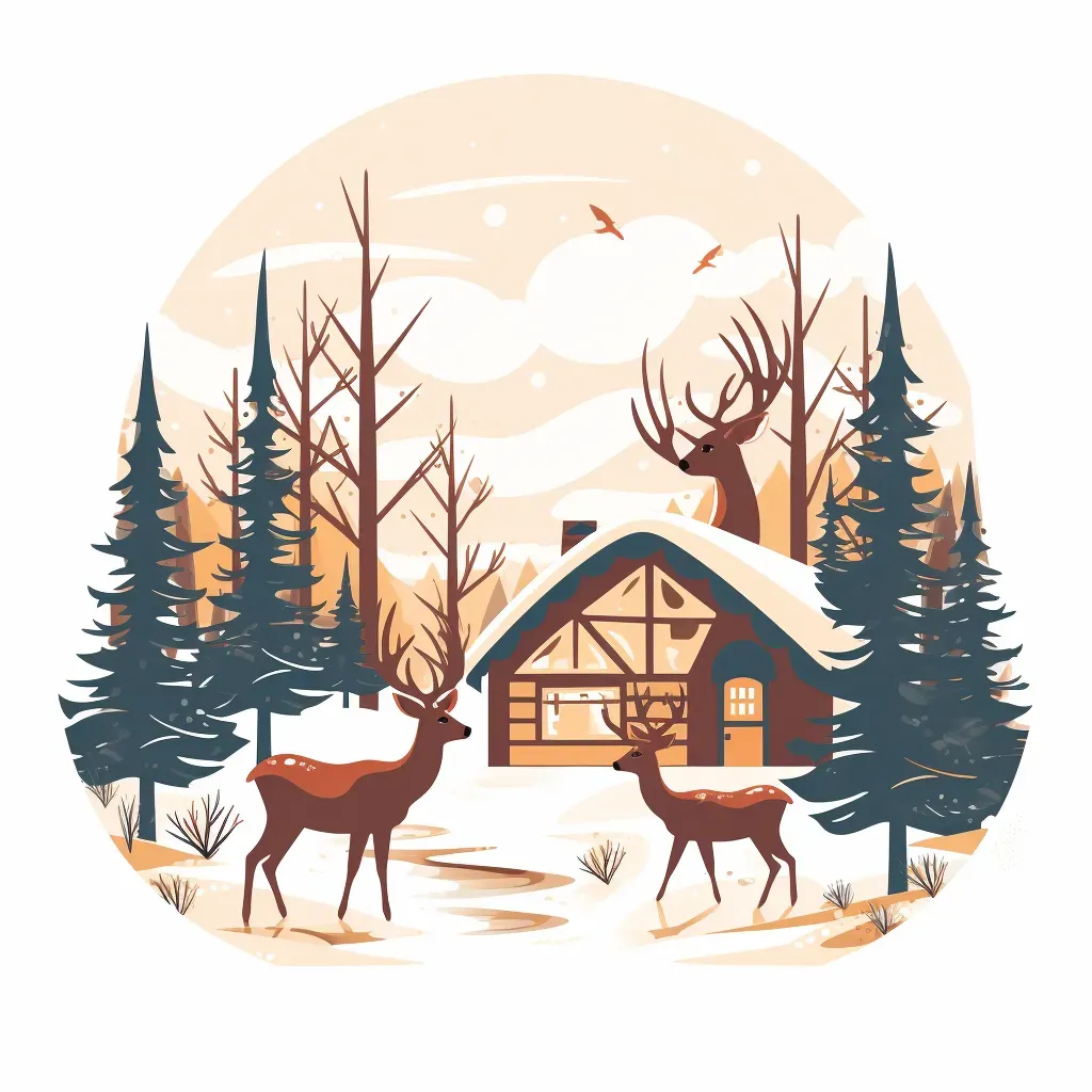 Winter wonderland logo with snowy landscape and reindeers - Image 4