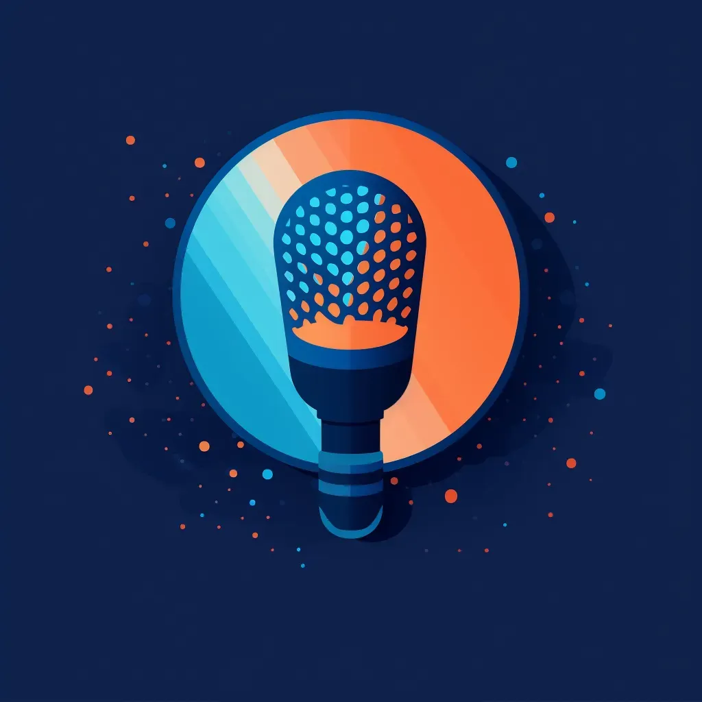 Bold and impactful sports podcast logo with a stylized microphone icon in blue and orange - Image 2