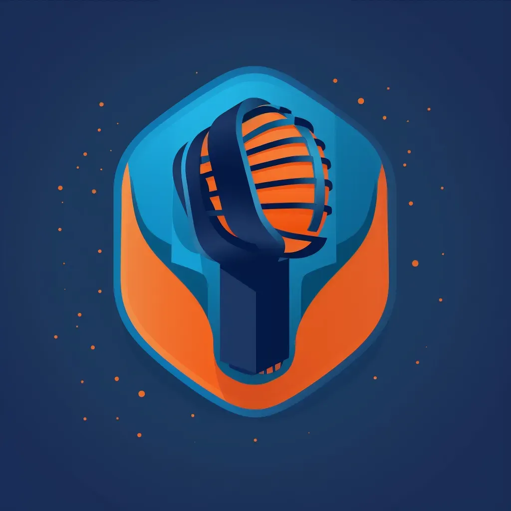 Bold and impactful sports podcast logo with a stylized microphone icon in blue and orange - Image 4