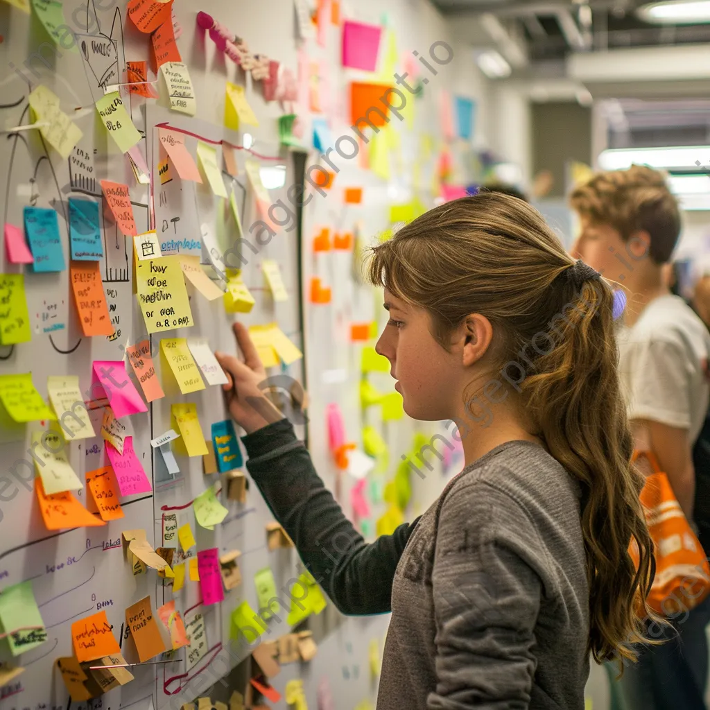 Customer support team brainstorming session with ideas on whiteboard - Image 4