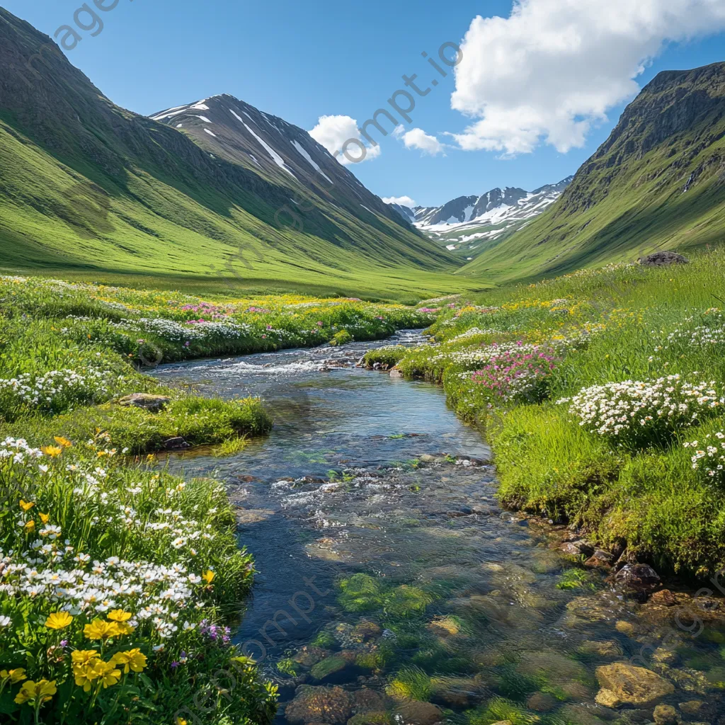 Vibrant spring valley filled with blooming flowers - Image 1