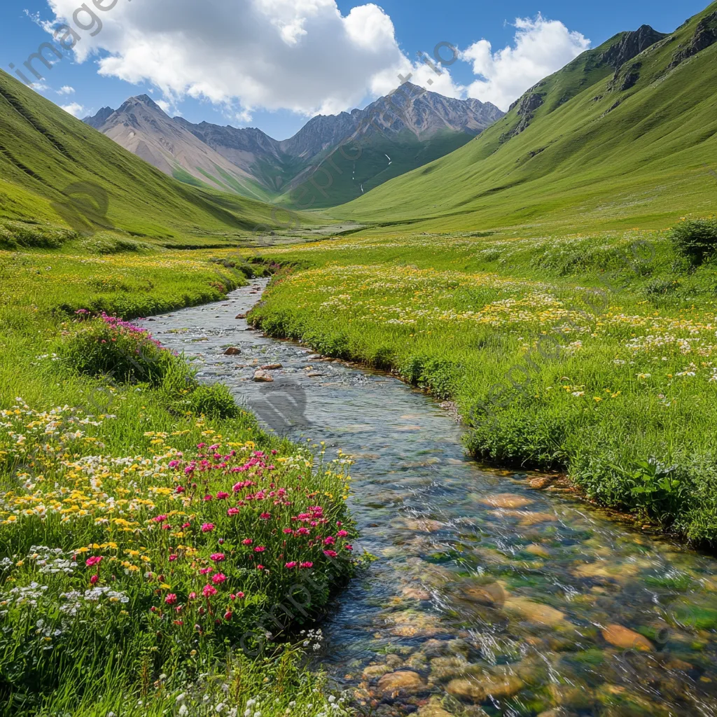 Vibrant spring valley filled with blooming flowers - Image 2