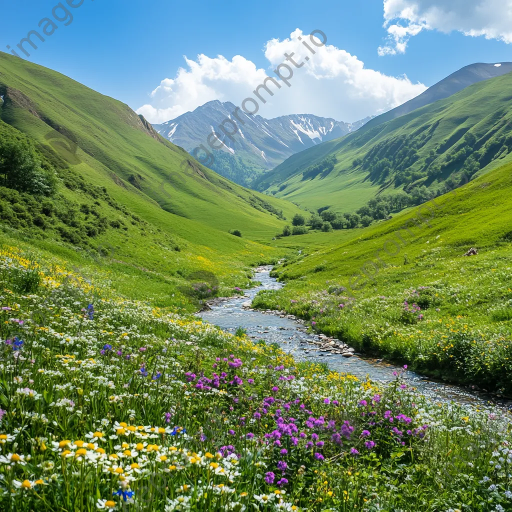 Vibrant spring valley filled with blooming flowers - Image 4