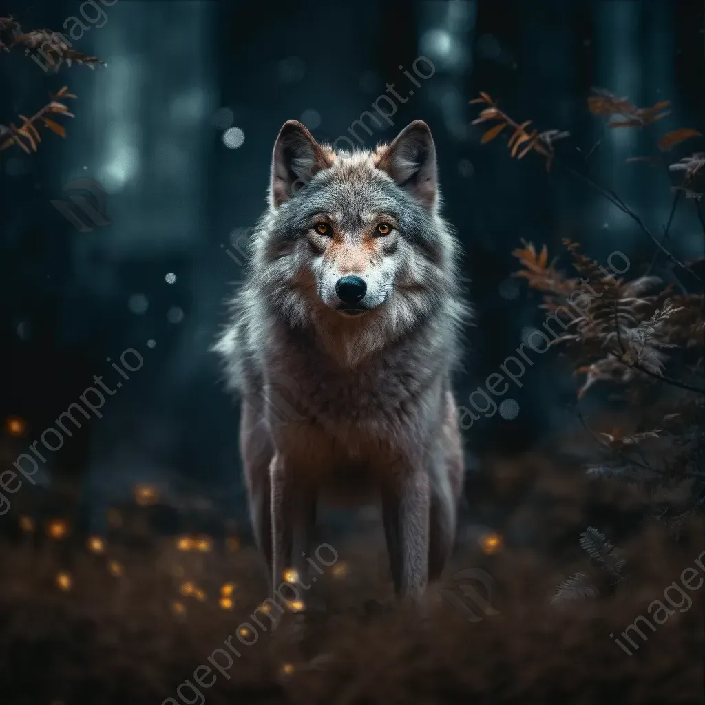 Lone wolf in mystical forest under moonlight - Image 3