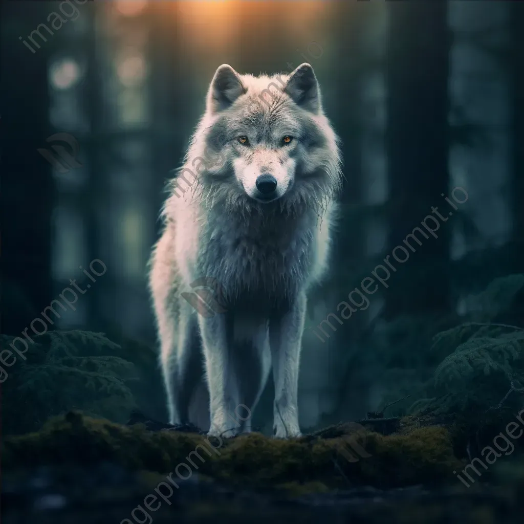 Lone wolf in mystical forest under moonlight - Image 4