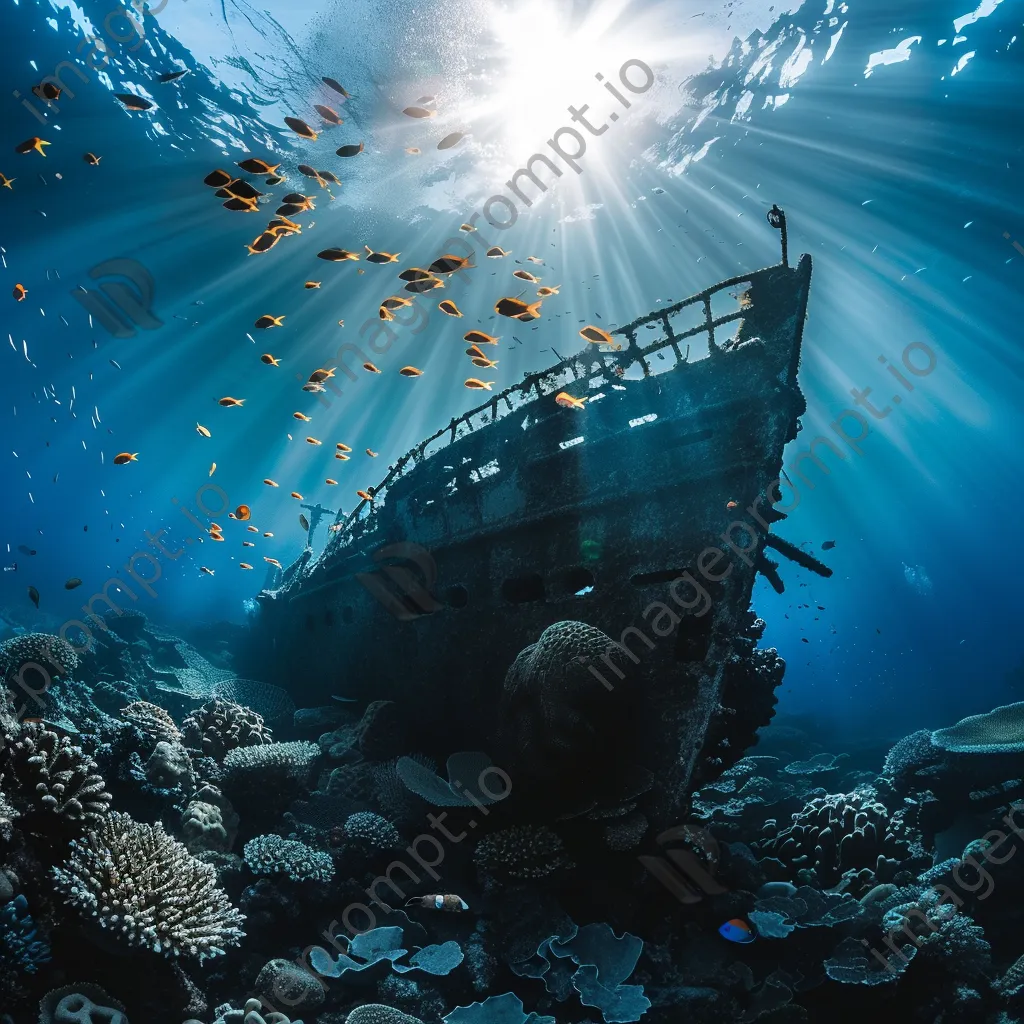 Underwater shipwreck with coral and fish - Image 4