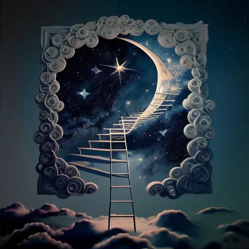 Celestial ladder stretching from earth to cosmos under moonlight - Image 2