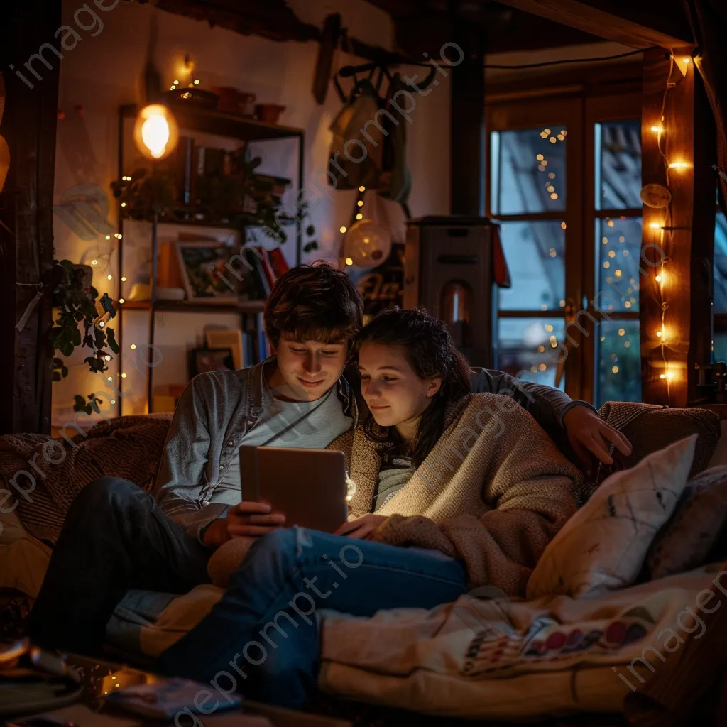 Couple online shopping on couch - Image 3