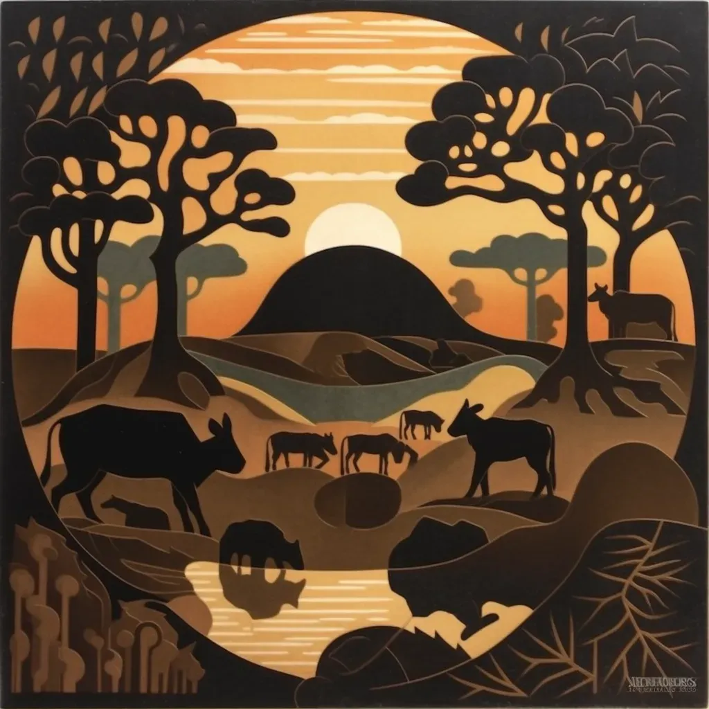 Illustration merging landscape into animal silhouette demonstrating visual fusion - Image 3