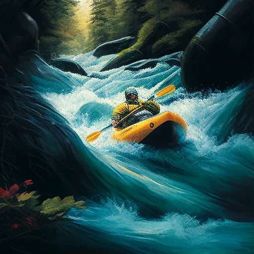 Person kayaking through swift river in the heart of the forest - Image 1