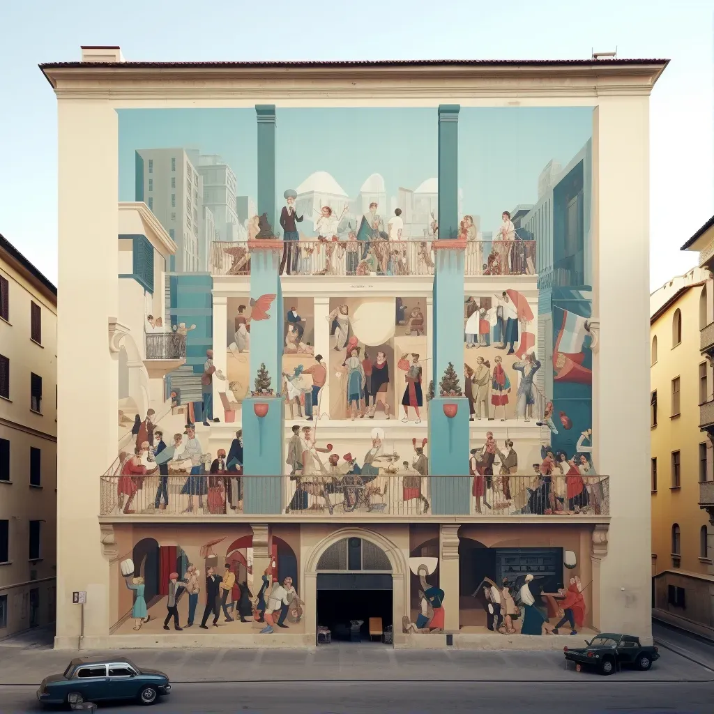 Large-scale mural celebrating local cultural heritage on the side of a historic building - Image 1