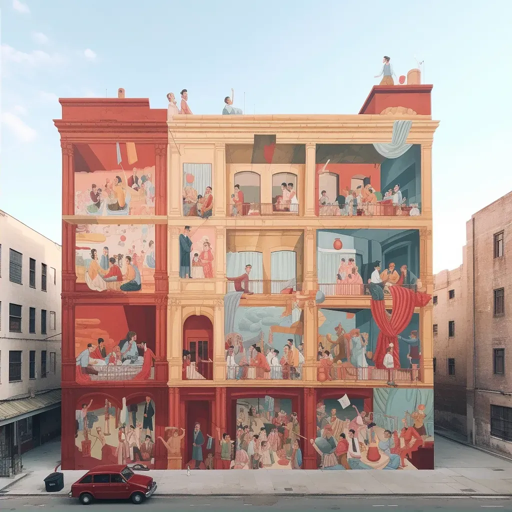 Large-scale mural celebrating local cultural heritage on the side of a historic building - Image 2