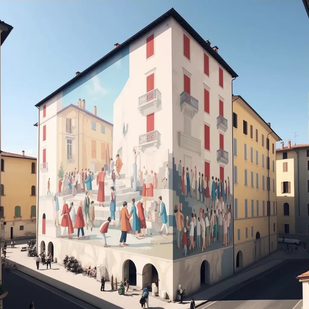 Large-scale mural celebrating local cultural heritage on the side of a historic building - Image 3