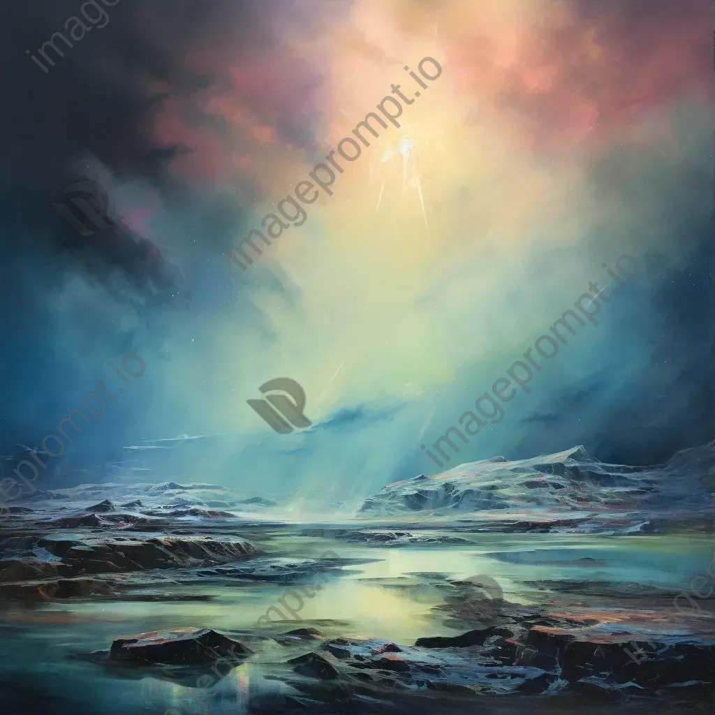 Realistic depiction of ethereal aurora lights over barren Arctic landscape - Image 1