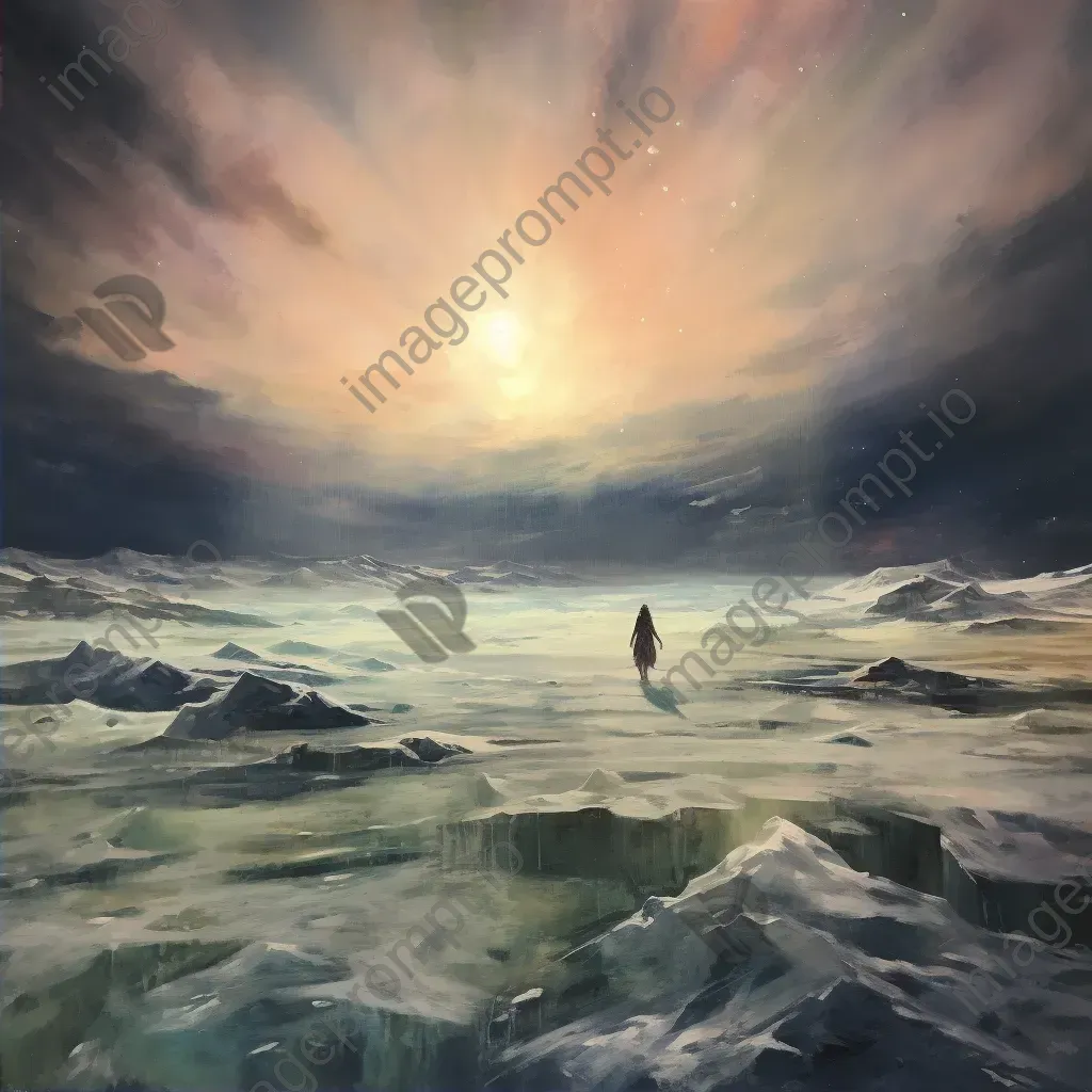 Realistic depiction of ethereal aurora lights over barren Arctic landscape - Image 2