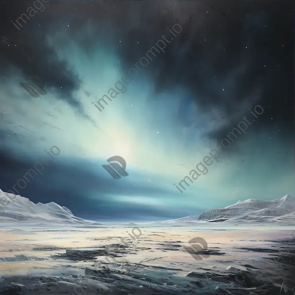 Realistic depiction of ethereal aurora lights over barren Arctic landscape - Image 3