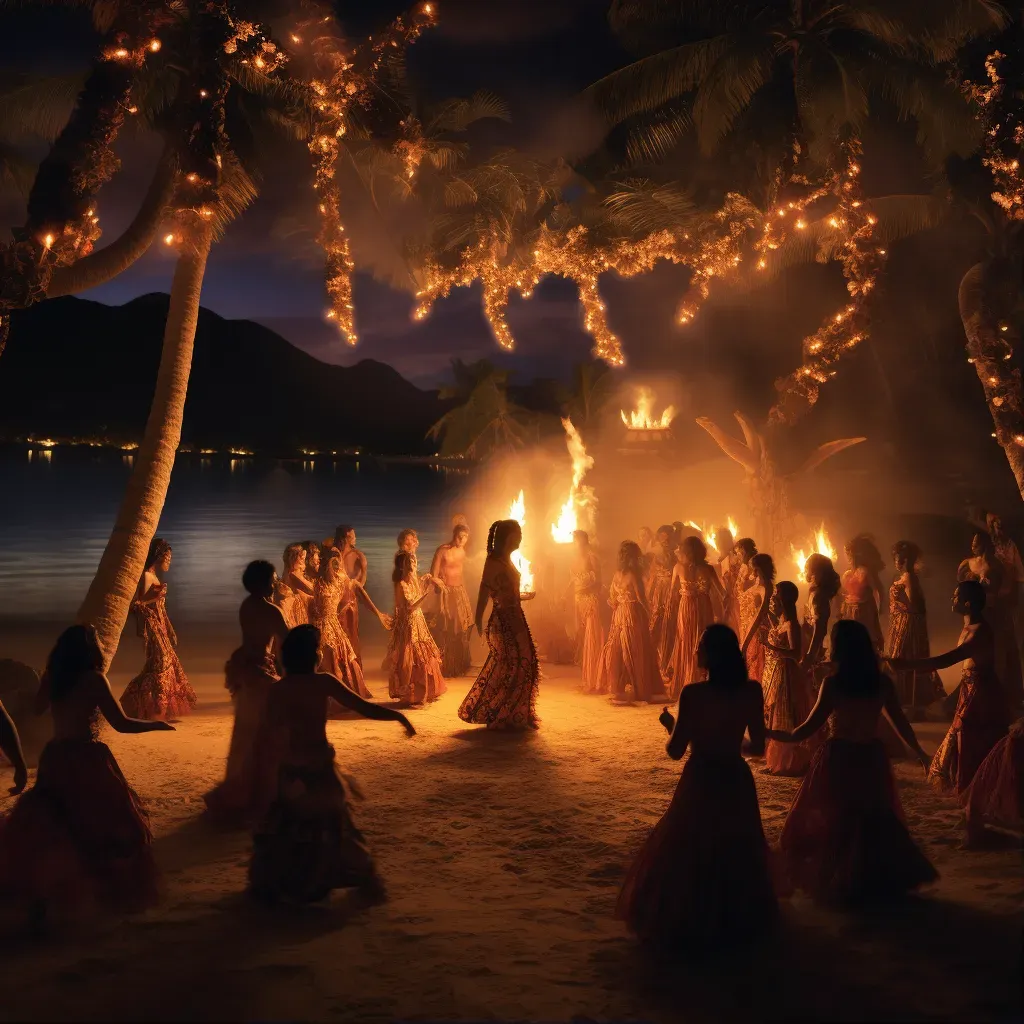 Traditional Polynesian Luau Dance with torchlight on the beach - Image 1