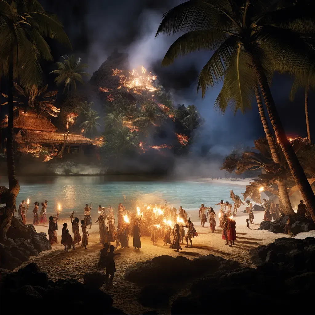 Traditional Polynesian Luau Dance with torchlight on the beach - Image 2