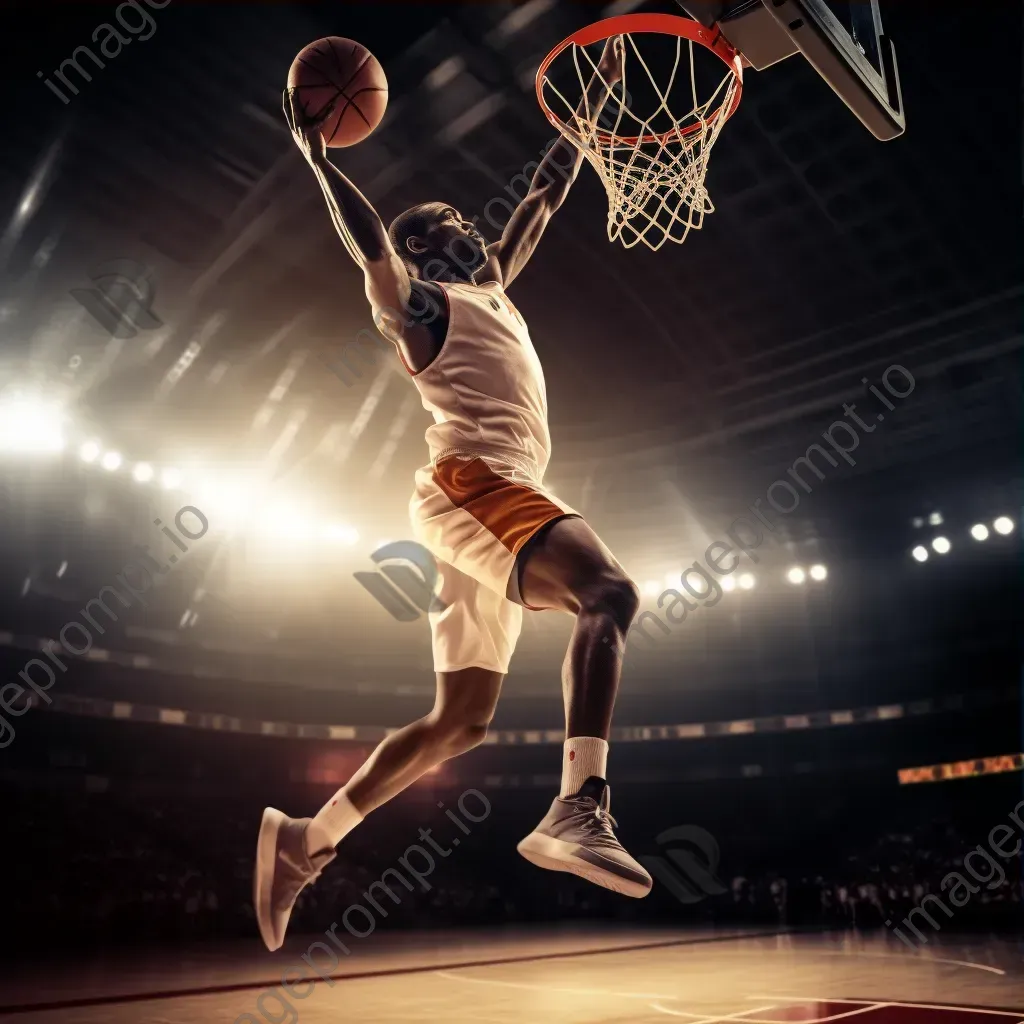 Basketball player jumping for a dunk in arena lights - Image 3