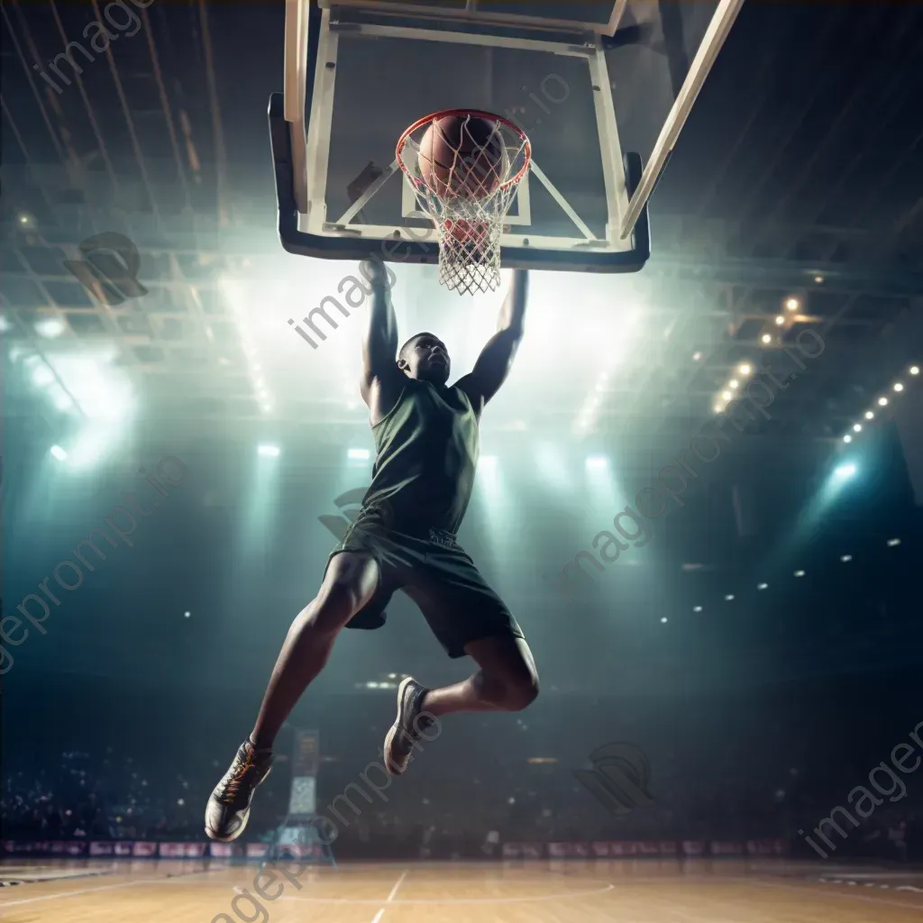 Basketball player jumping for a dunk in arena lights - Image 4