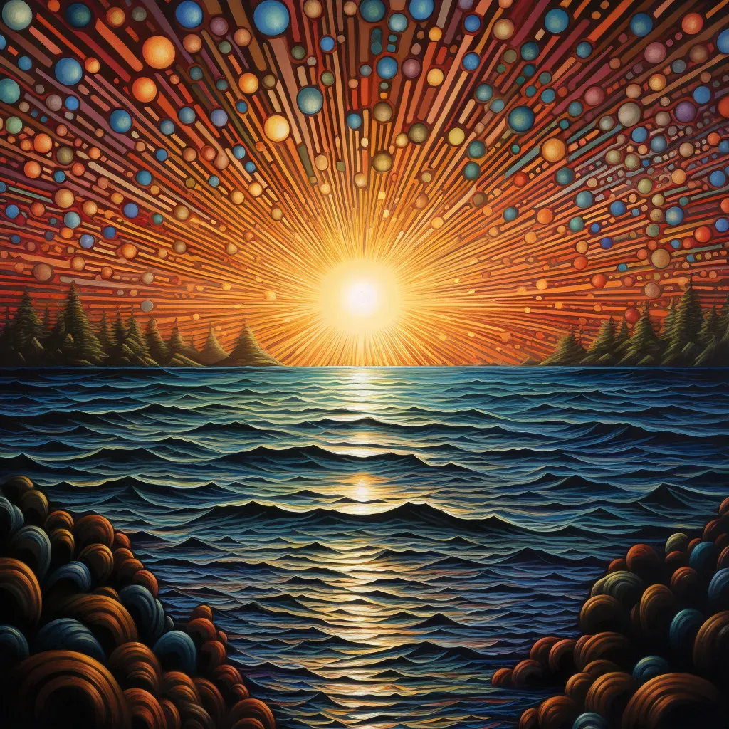 Colorful kaleidoscopic sunrise over tranquil sea - Image 3