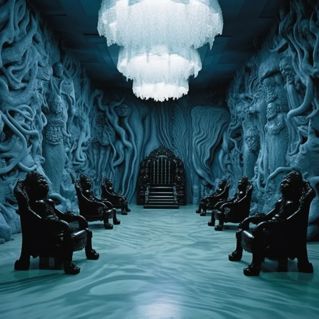 Obsidian throne in underworld throne room with spectral advisors - Image 2