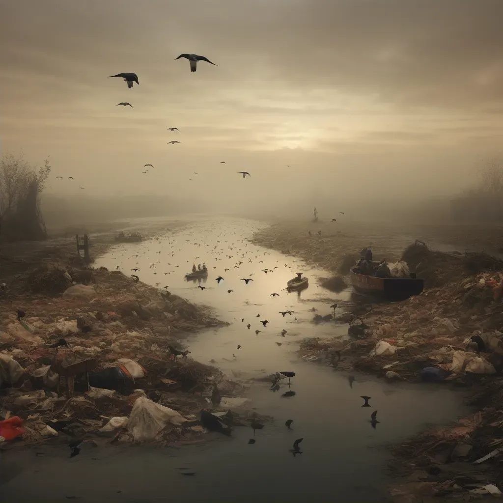 Polluted river transforming into clean river with teeming aquatic life - Image 2