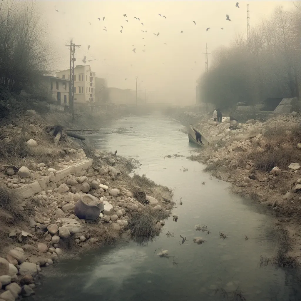 Polluted river transforming into clean river with teeming aquatic life - Image 3