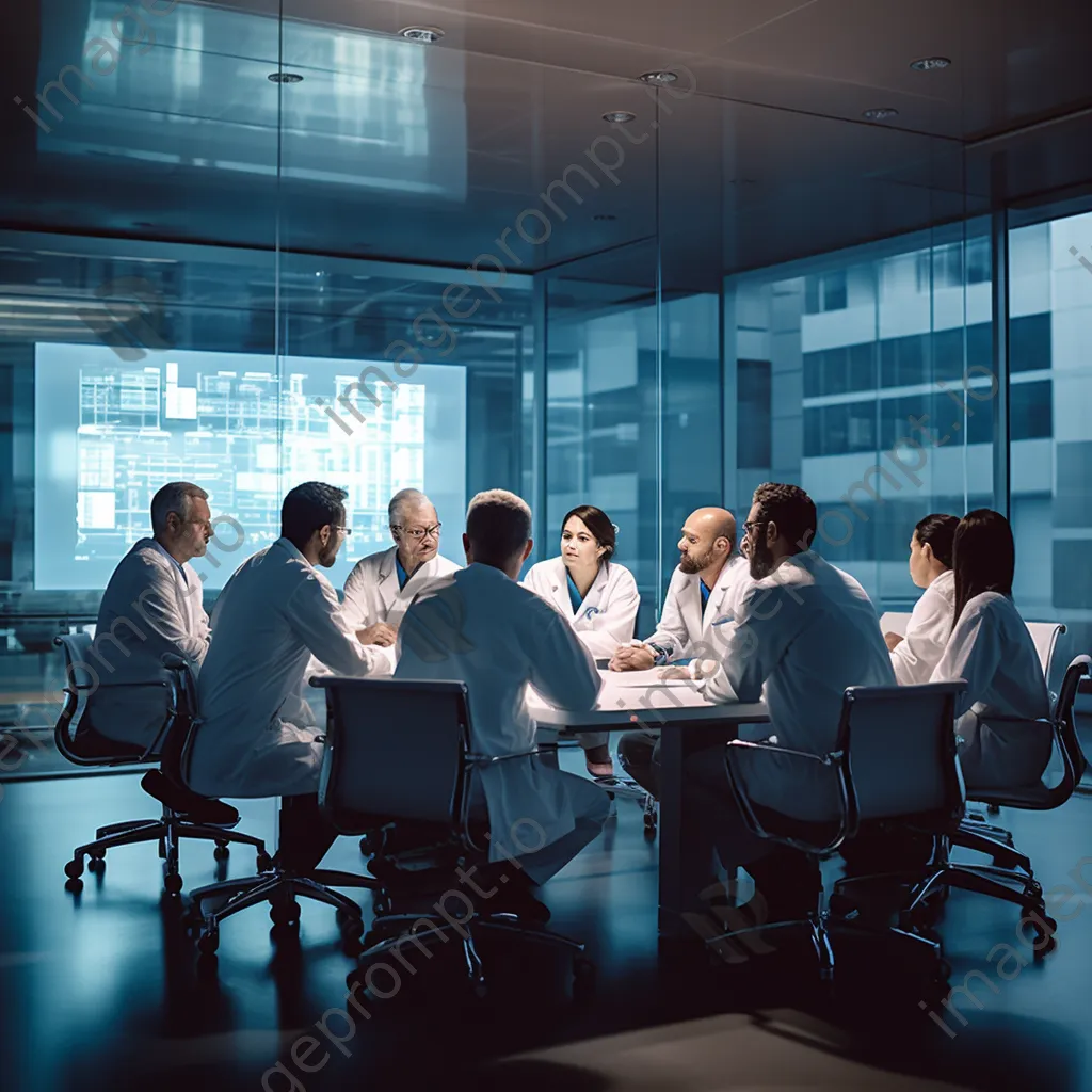 Healthcare team engaged in a meeting in a modern facility - Image 4