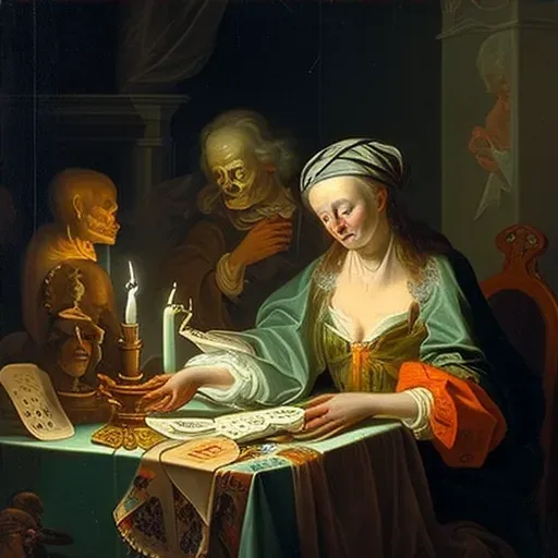 Fortune teller with tarot cards displaying life, death, and rebirth - Image 4