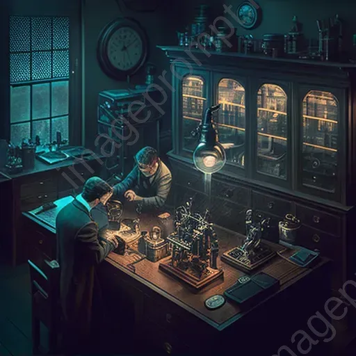 Image of a vintage-style laboratory with holographic equipment - Image 2